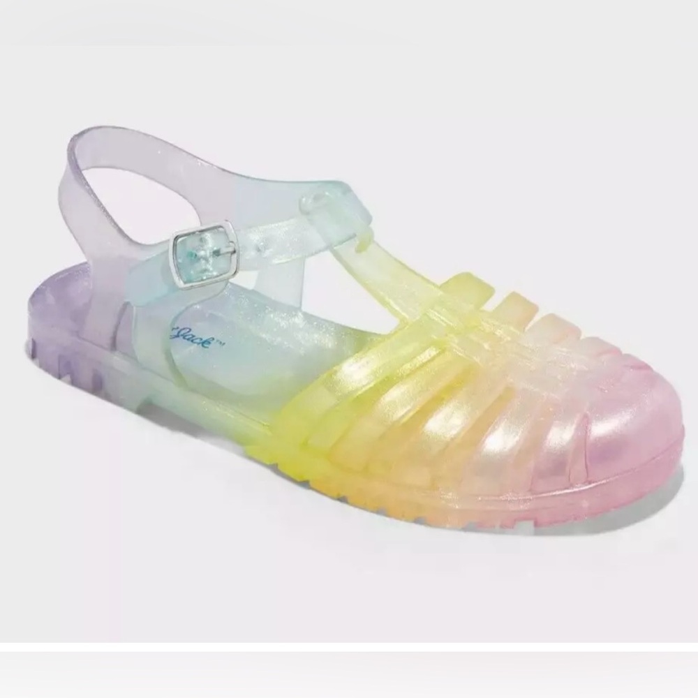 Kids' Girls' Summer Jelly Sandals Adjustable Buckle Multicolor Cat & Jack size 4
